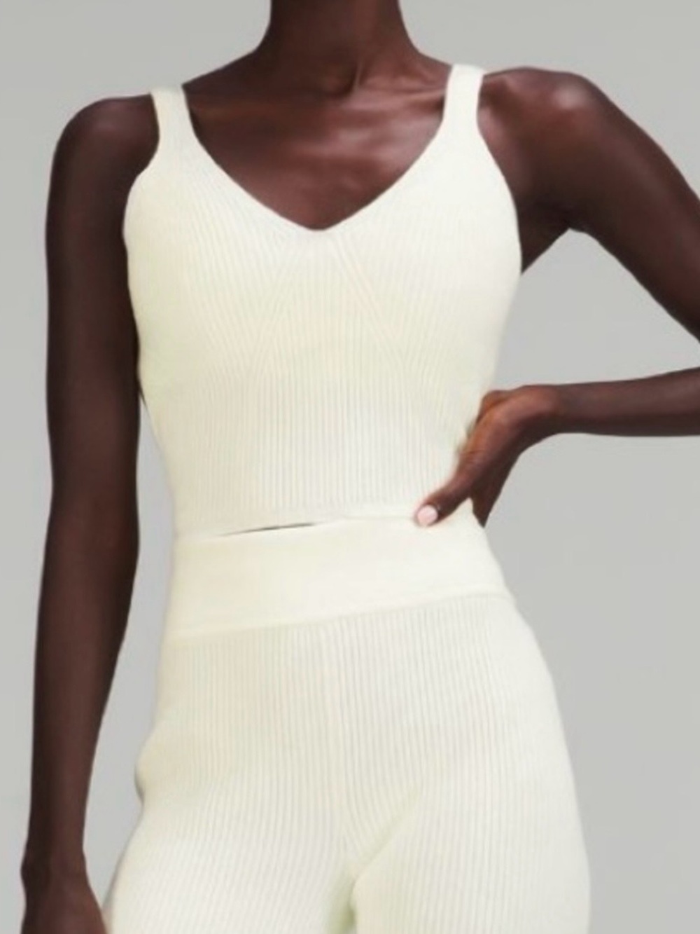 Lululemon Ribbed Knit Cropped Tank Top Lemon Sorbet NWT attached Size 12
